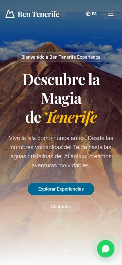 Ben Tenerife mobile view — responsive adventure booking