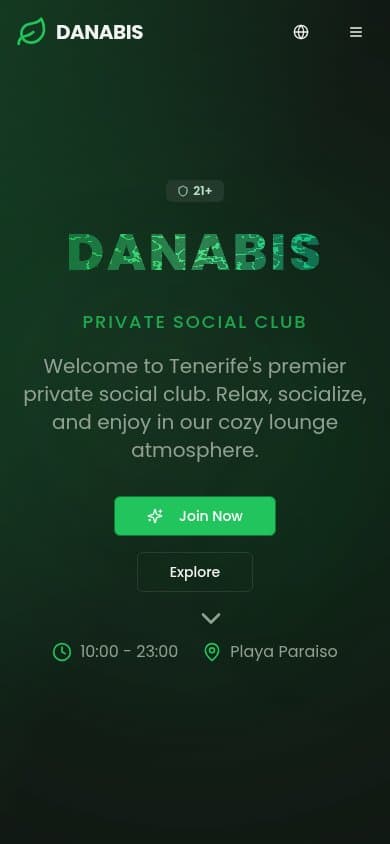 Danabis mobile view — responsive dark theme